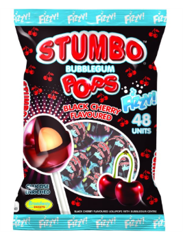 Stumbo Lollipops Black Cherry Fizzy 1Kg