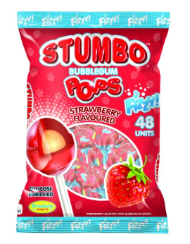 Stumbo Lollipops Strawberry Fizzy 1Kg