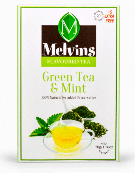MELVINS GREEN TEA & MINT TEABAGS 20'S | Treats 'N More