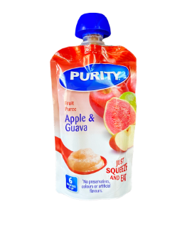 PURITY FRUIT PUREE APPLE & GUAVA 6MONTHS (110ML) | Treats 'N More